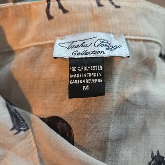 Tasha Polizzi Stallion Print Chiffon Blouse Button Down Shirt Size Medium - Picture 7 of 9